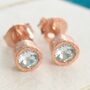 Aquamarine March Birthstone Gold Stud Earrings, thumbnail 2 of 5