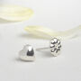 Heart And Flower Sterling Silver Stud Earrings, thumbnail 1 of 2