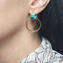 18k Gold Vermeil Plated Turquoise Hoop Earrings, thumbnail 2 of 5
