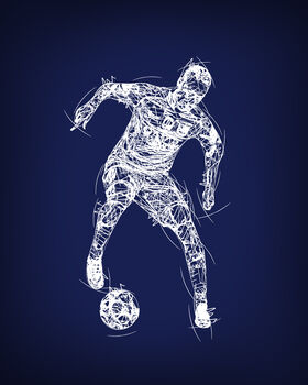 Set Of Four Men's Football Prints In A Sketch Style, 5 of 5