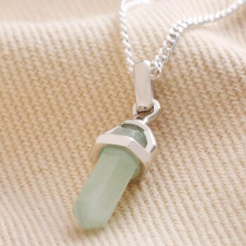 Green Aventurine Crystal Point Pendant Necklace, 10 of 11