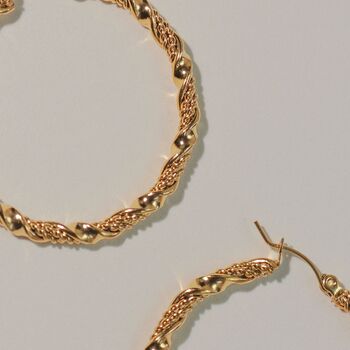 18 K Gold Plated Creole Hoop Earrings, 2 of 8