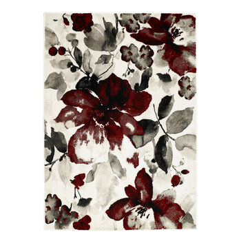 Watercolour Floral Easycare Rug Red, 2 of 2