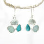 Aquamarine And Apatite Gemstone Ladies Silver Earrings, thumbnail 4 of 5
