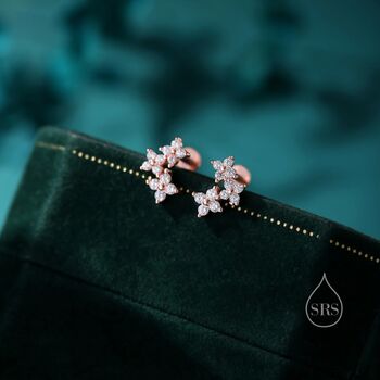 Cz Hydrangea Bouquet Internally Threaded Flat Back In Sterling Silver, 8 of 12