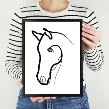 Horse Portrait Minimal Line Drawing Print, 5 of 5