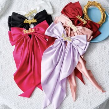 Personalised Monogram Long Hair Bow Clip, 2 of 8