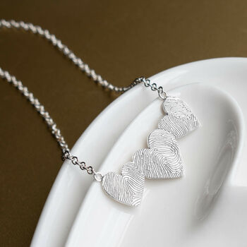 Personalised Fingerprint Triple Heart Necklace, 4 of 8