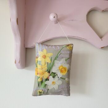 Handmade Daffodil Print Hanging Decoration Scented With Lavender Or Rose Petals, 5 of 5