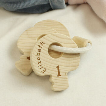 Personalised Wooden Baby Keys, 4 of 5