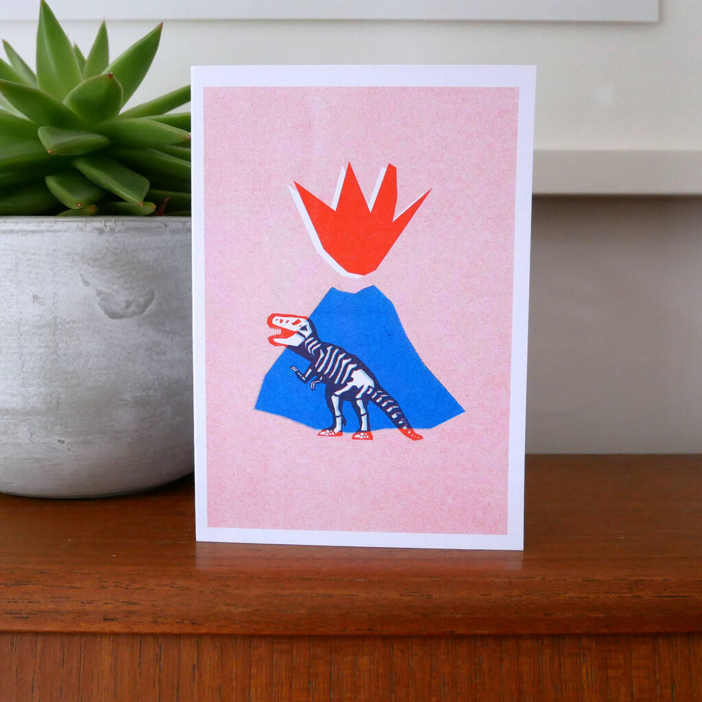 Dinosaur Riso Printed Greeting Card, 1 of 4