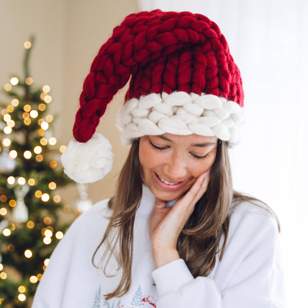 Jumbo Knitted Santa Hat By Lauren Aston Designs 