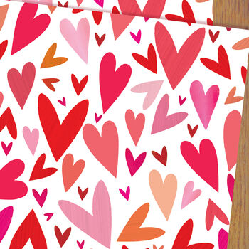 Pink Hearts Wrapping Paper Two Sheets, 3 of 6
