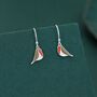Enamel Robin Bird Drop Hook Earrings In Sterling Silver, thumbnail 4 of 12
