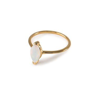 White Opal Marquise Ring In 14k Gold Vermeil Plated, 2 of 6