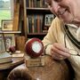 Cricket Ball Clock With Personalised Wood Plinth, thumbnail 4 of 12