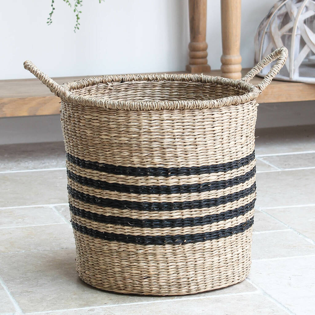 seagrass black stripe basket by marquis & dawe | notonthehighstreet.com