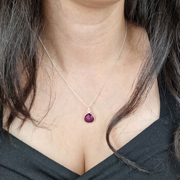 Pink Tourmaline October Birthstone Silver Necklace, 2 of 5