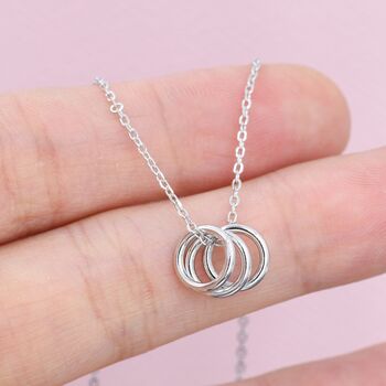 Sterling Silver Three Circles Pendant Necklace, 2 of 12