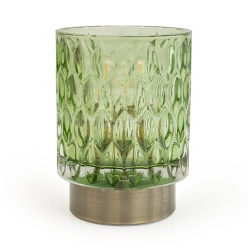 Green Embossed Glass And Brushed Gold Table Lamp, 5 of 5