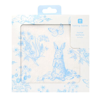 Playful Bunny Blue And White Paper Easter Napkins X 20, 3 of 4