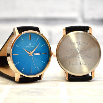 Personalised Men's Black And Blue Wrist Watch, 4 of 6