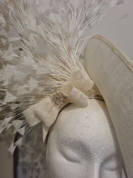 Ivory Hat With Feather Detail, 5 of 5