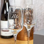 Lucky Future Mr And Mrs Engagement Champagne Flutes, thumbnail 2 of 4