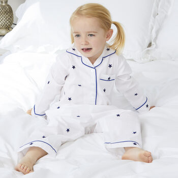 Personalised Mum And Child Navy Star Pyjama Set, 9 of 11