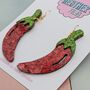 Red Chilli Pepper Glitter Earrings, thumbnail 5 of 5
