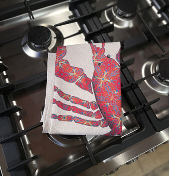 Red Lobster Tea Towel | 100% Cotton | Made In England, 6 of 10