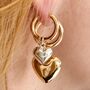 Aubrey Puffy Heart Mixed Metal Small Hoop Earrings, thumbnail 3 of 5