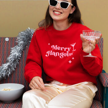 Merry Hangover Slogan Christmas Jumper Sweatshirt, 2 of 7