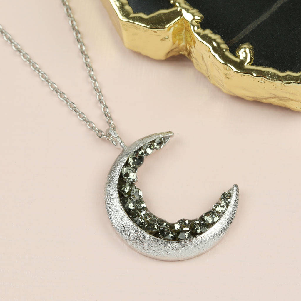 Crystal Crescent Moon Necklace By Lisa Angel | Notonthehighstreet.com