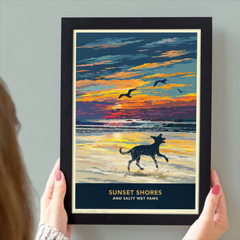 Whippet Or Greyhound Limited Edition Beach Sunset Gift Print, 4 of 9
