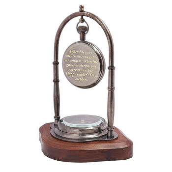 Personalised Father's Day Desk Clock With Compass, 7 of 9