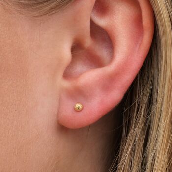 4mm Solid 9ct Gold Star Cut Ball Stud Earrings, 2 of 5