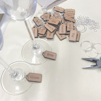 Personalised Five Christmas Name Tag Wine Glass Charms, 2 of 12