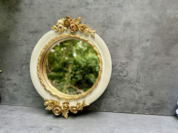 16cm Cream And Gold Decorative Wall Mirror – Floral Motif, 11 of 12