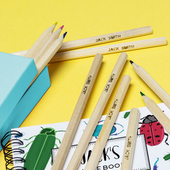 12 Personalised Natural Wood Colouring Pencils, 2 of 5