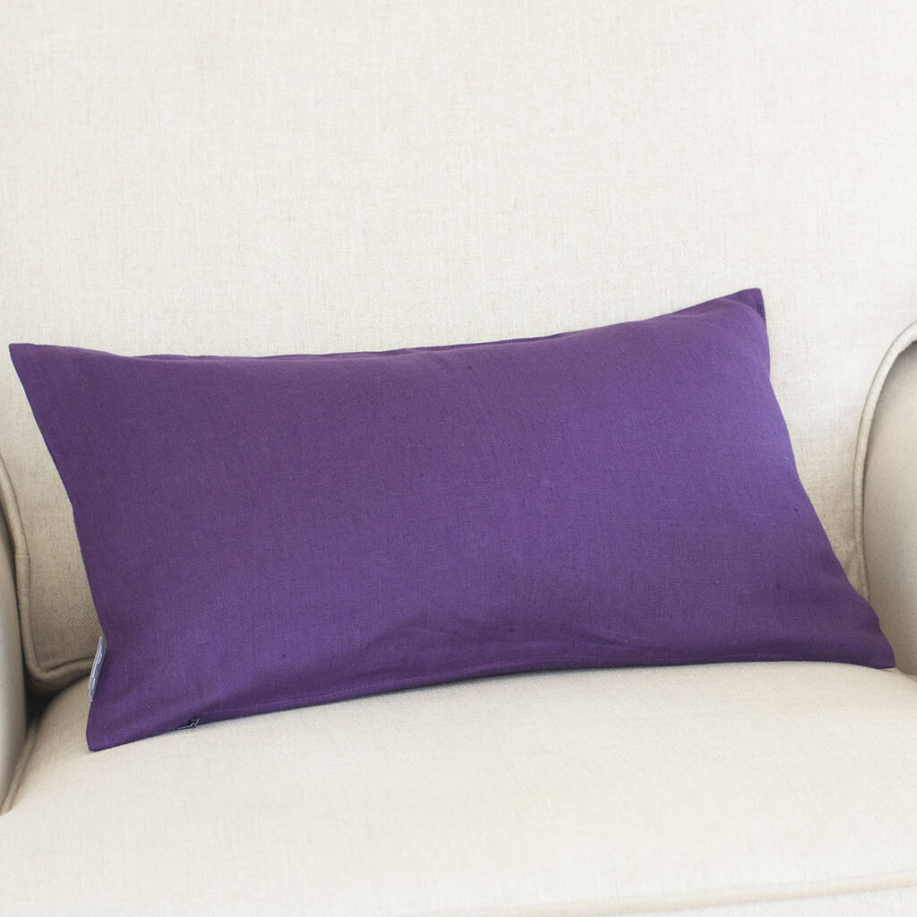 Aubergine Linen Lumbar Cushion Cover, 1 of 3