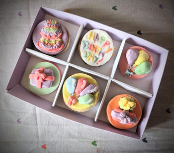 Colourful Happy Birthday Hand Iced Biscuits And Birthday Card Letterbox Gift, 5 of 12