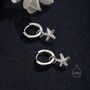 Sterling Silver Starfish Huggie Hoops, thumbnail 7 of 10