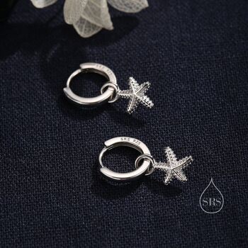 Sterling Silver Starfish Huggie Hoops, 7 of 10