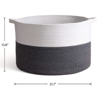 White Grey Laundry Basket Cotton Rope Storage, 2 of 4