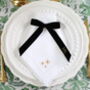 Narrow Velvet Bow – Embroidered With Initials Place Setting Bow, thumbnail 2 of 9