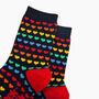 Rainbow Love Hearts Bamboo Socks In Navy, thumbnail 2 of 4