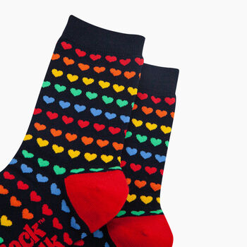 Rainbow Love Hearts Bamboo Socks In Navy, 2 of 4