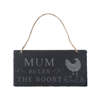 Bramble Farm 'Mum Rules The Roost Illustrated Slate Sign | Homeware | Home Decor, 2 of 2