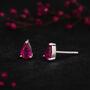 Sterling Silver Teardrop Ruby Mini Stud Earrings, thumbnail 3 of 5